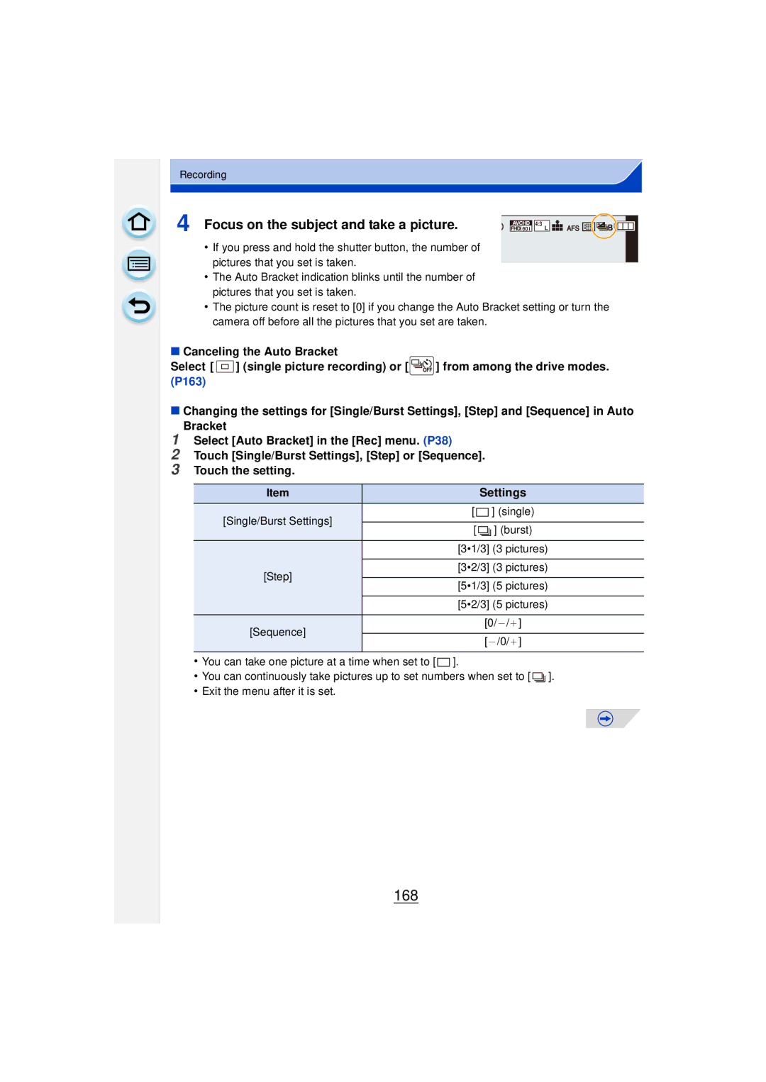 Panasonic DMCGF6KK owner manual 168, Focus on the subject and take a picture 