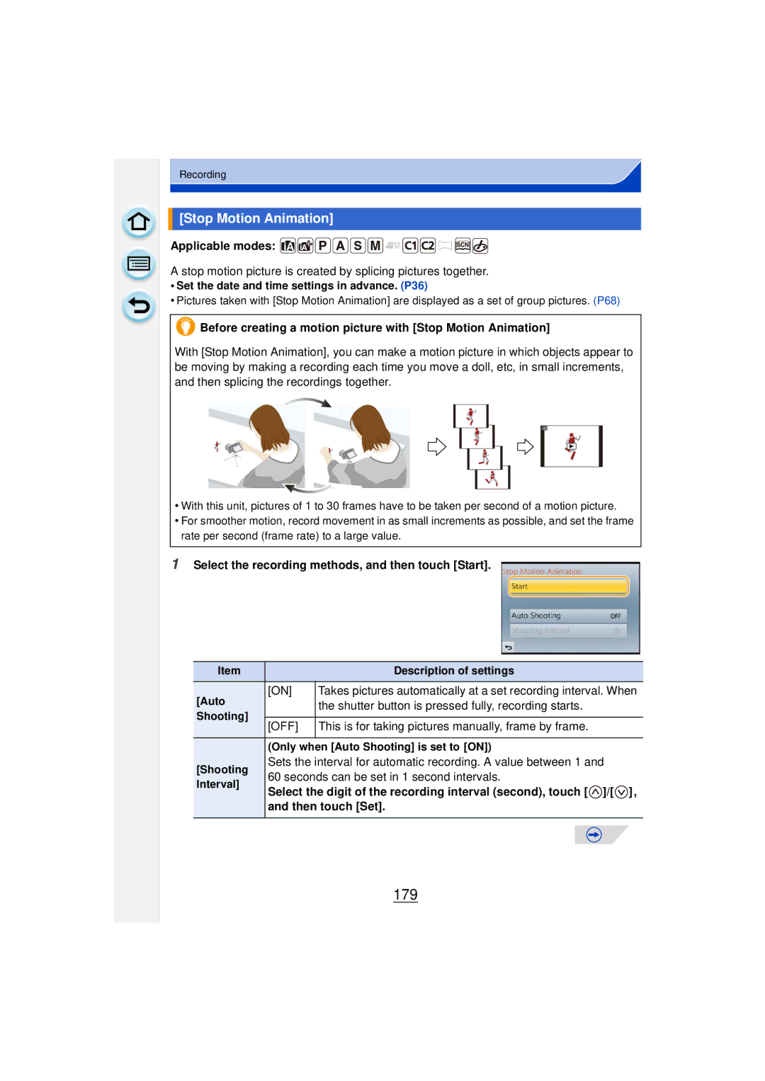 Panasonic DMCGF6KK owner manual 179, Stop Motion Animation 