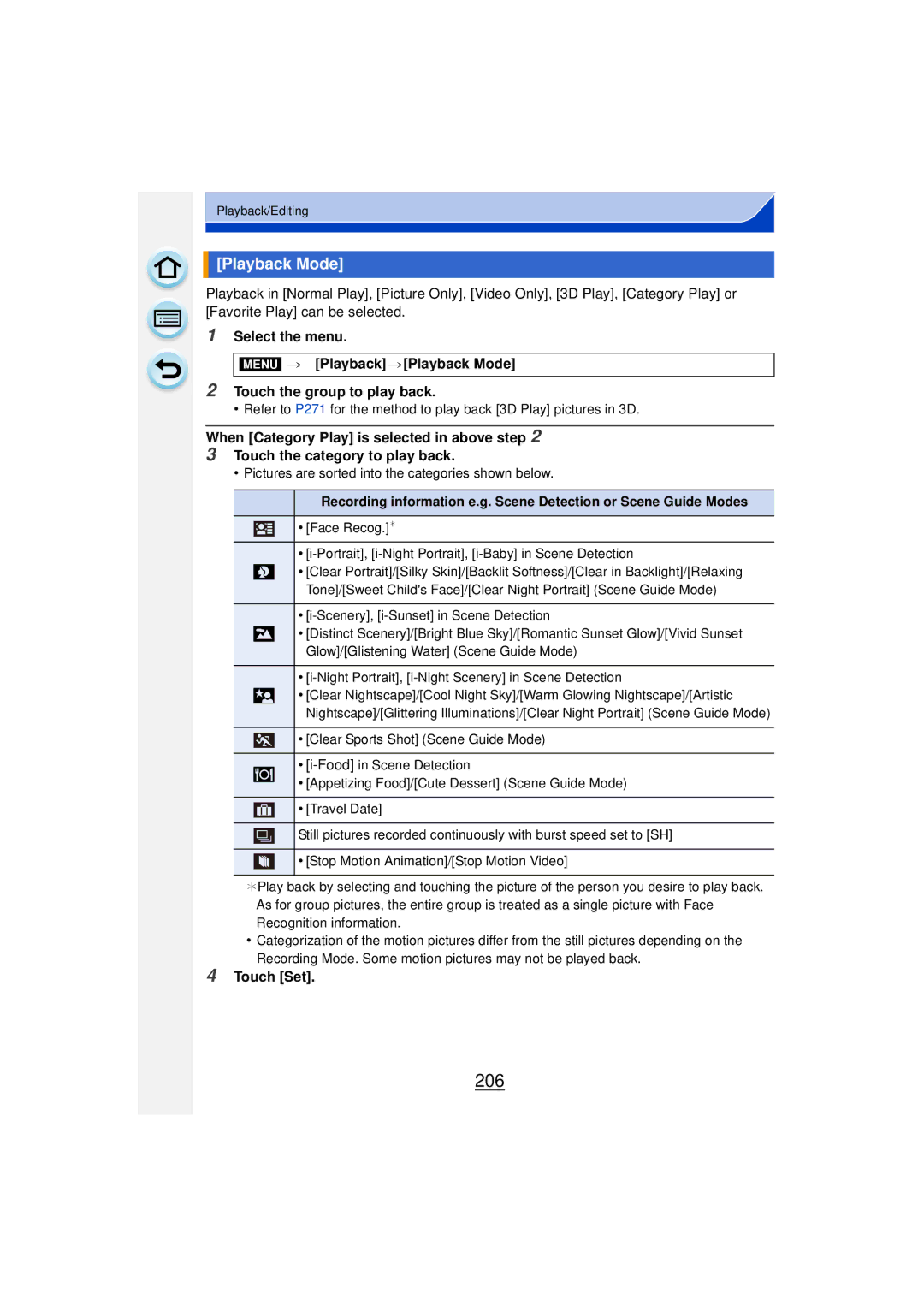 Panasonic DMCGF6KK owner manual 206, Playback Mode 