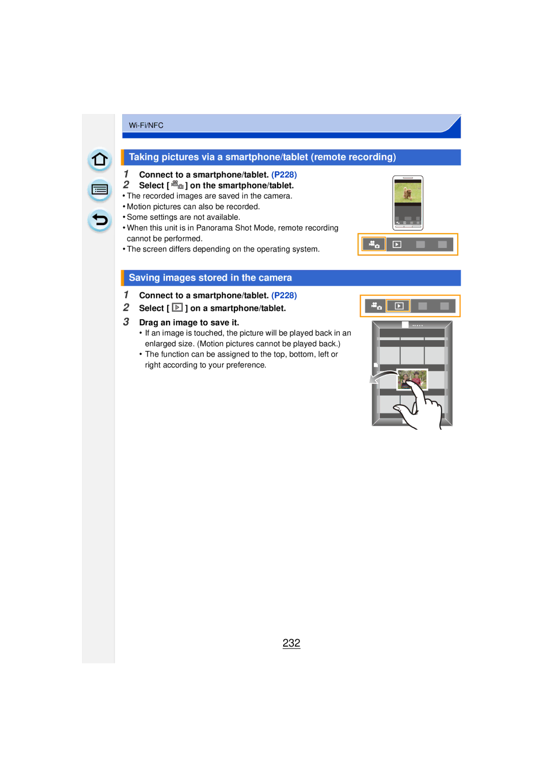 Panasonic DMCGF6KK 232, Taking pictures via a smartphone/tablet remote recording, Saving images stored in the camera 