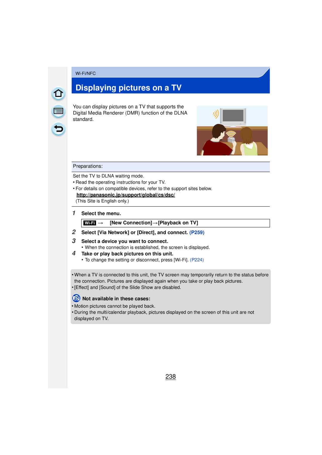 Panasonic DMCGF6KK owner manual Displaying pictures on a TV, 238, Take or play back pictures on this unit 