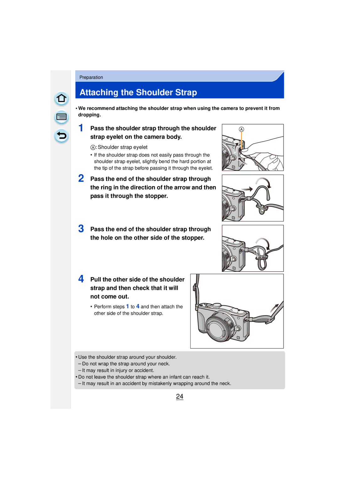 Panasonic DMCGF6KK owner manual Attaching the Shoulder Strap, Shoulder strap eyelet 