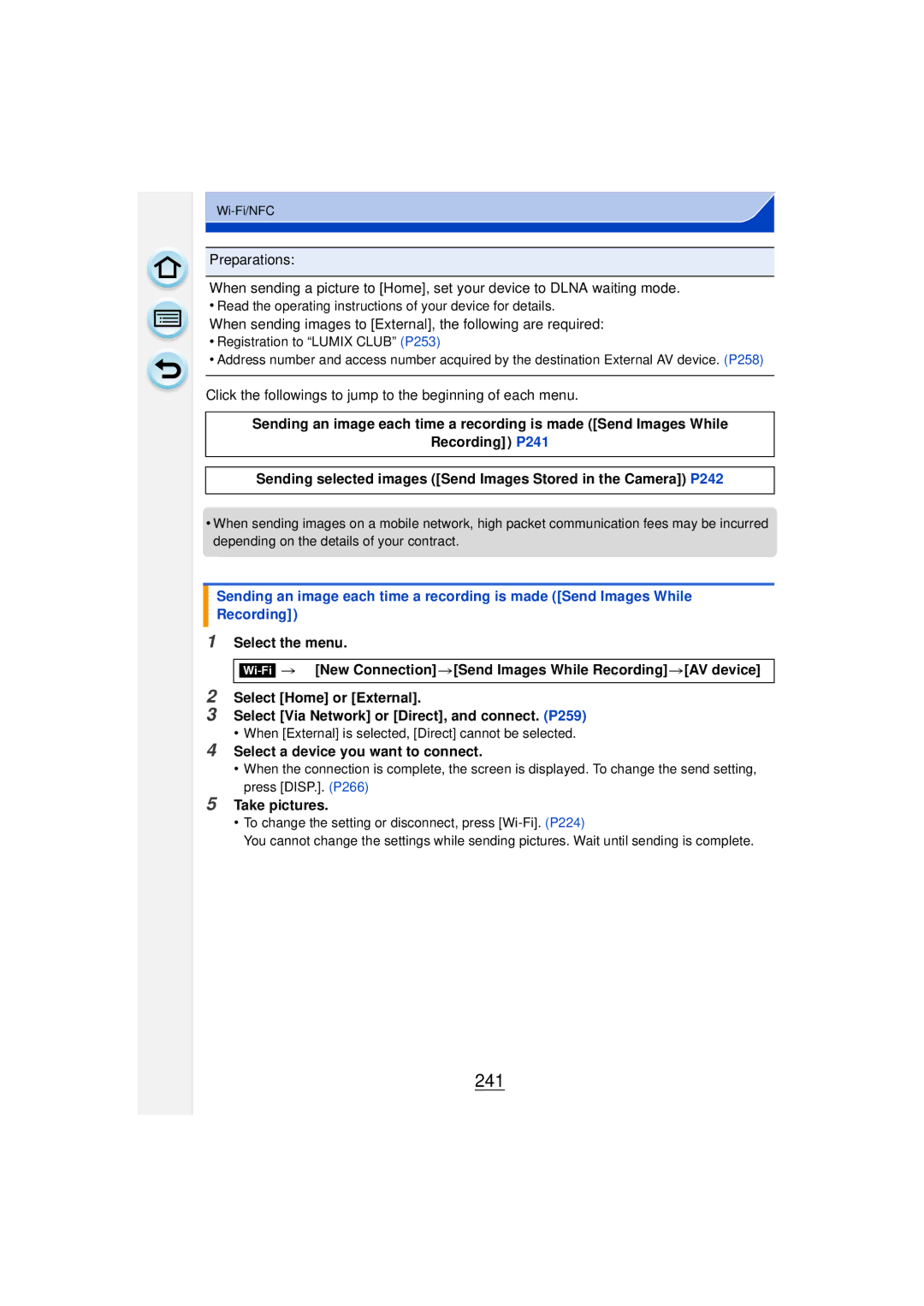 Panasonic DMCGF6KK owner manual 241, When sending images to External, the following are required 