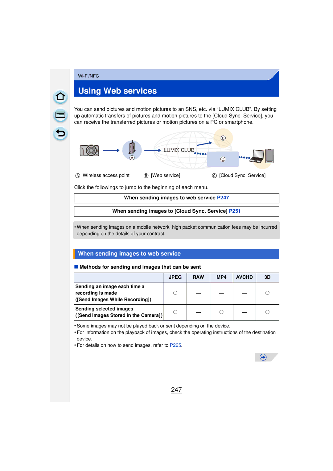 Panasonic DMCGF6KK owner manual Using Web services, 247, When sending images to web service 