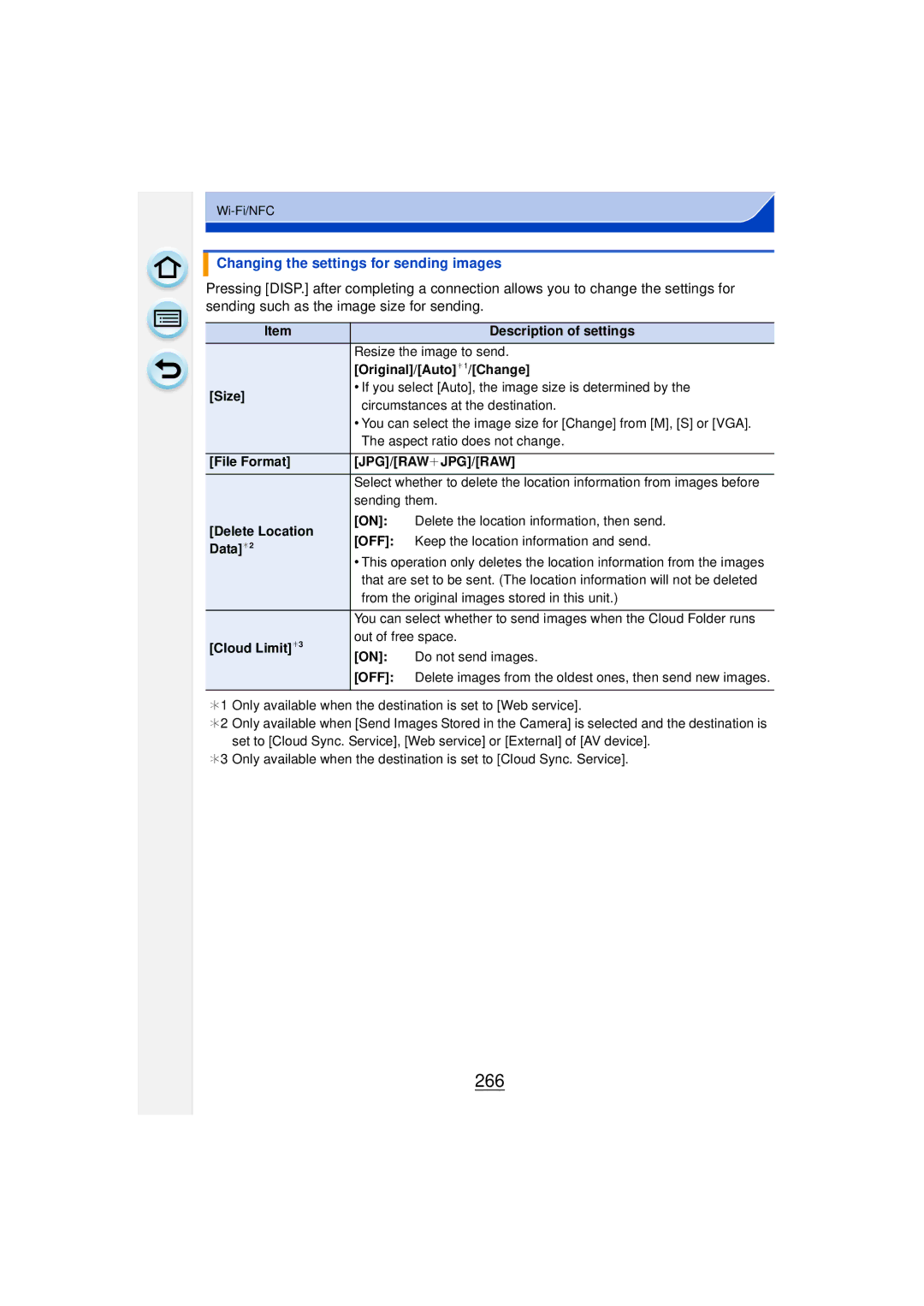 Panasonic DMCGF6KK owner manual 266, Changing the settings for sending images 