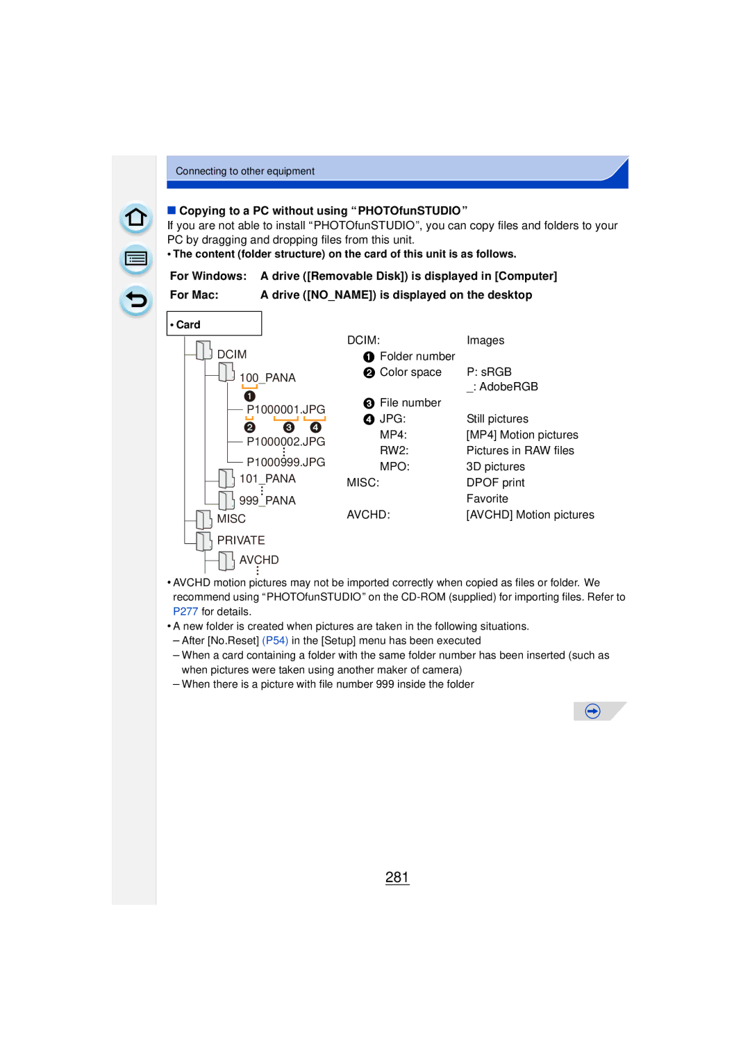 Panasonic DMCGF6KK owner manual 281, Copying to a PC without using PHOTOfunSTUDIO, For Windows 