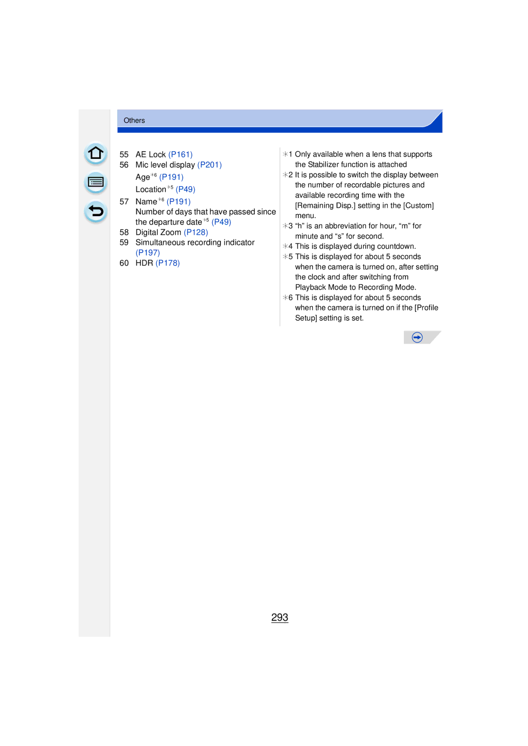 Panasonic DMCGF6KK owner manual 293, Name¢6 P191 