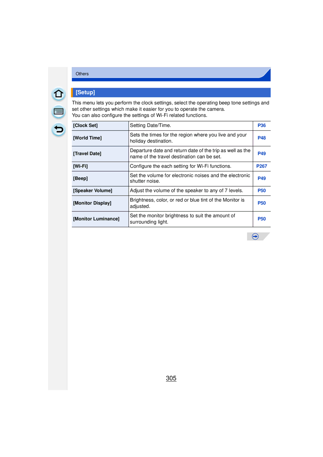 Panasonic DMCGF6KK owner manual 305, Setup 