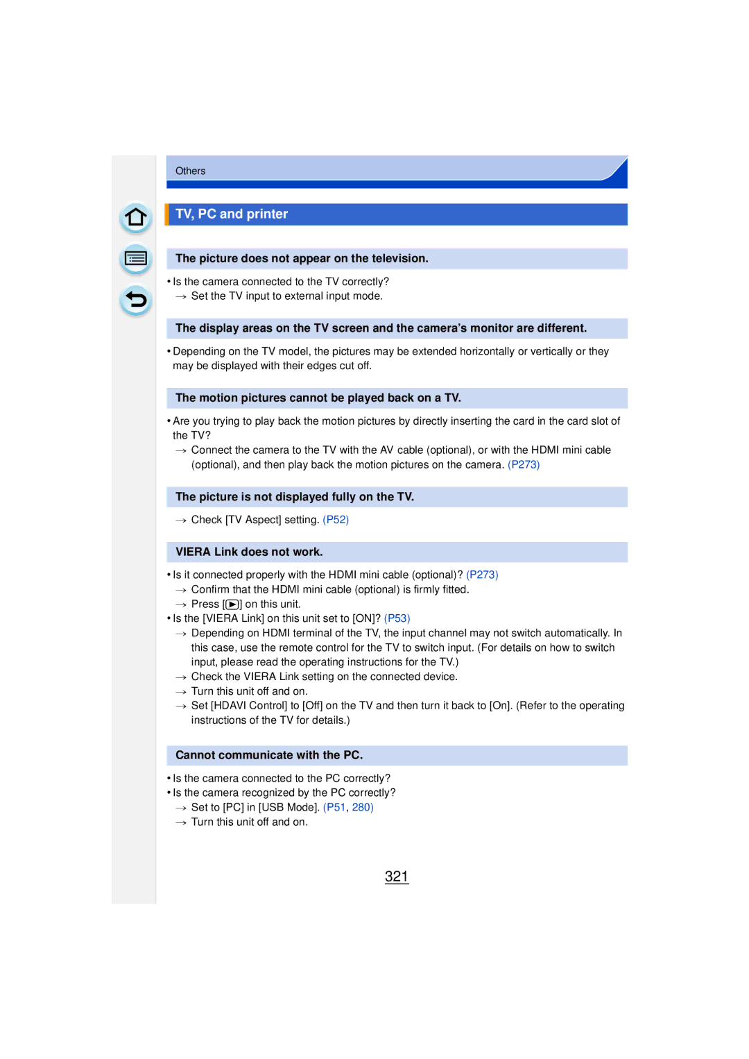 Panasonic DMCGF6KK owner manual 321, TV, PC and printer 