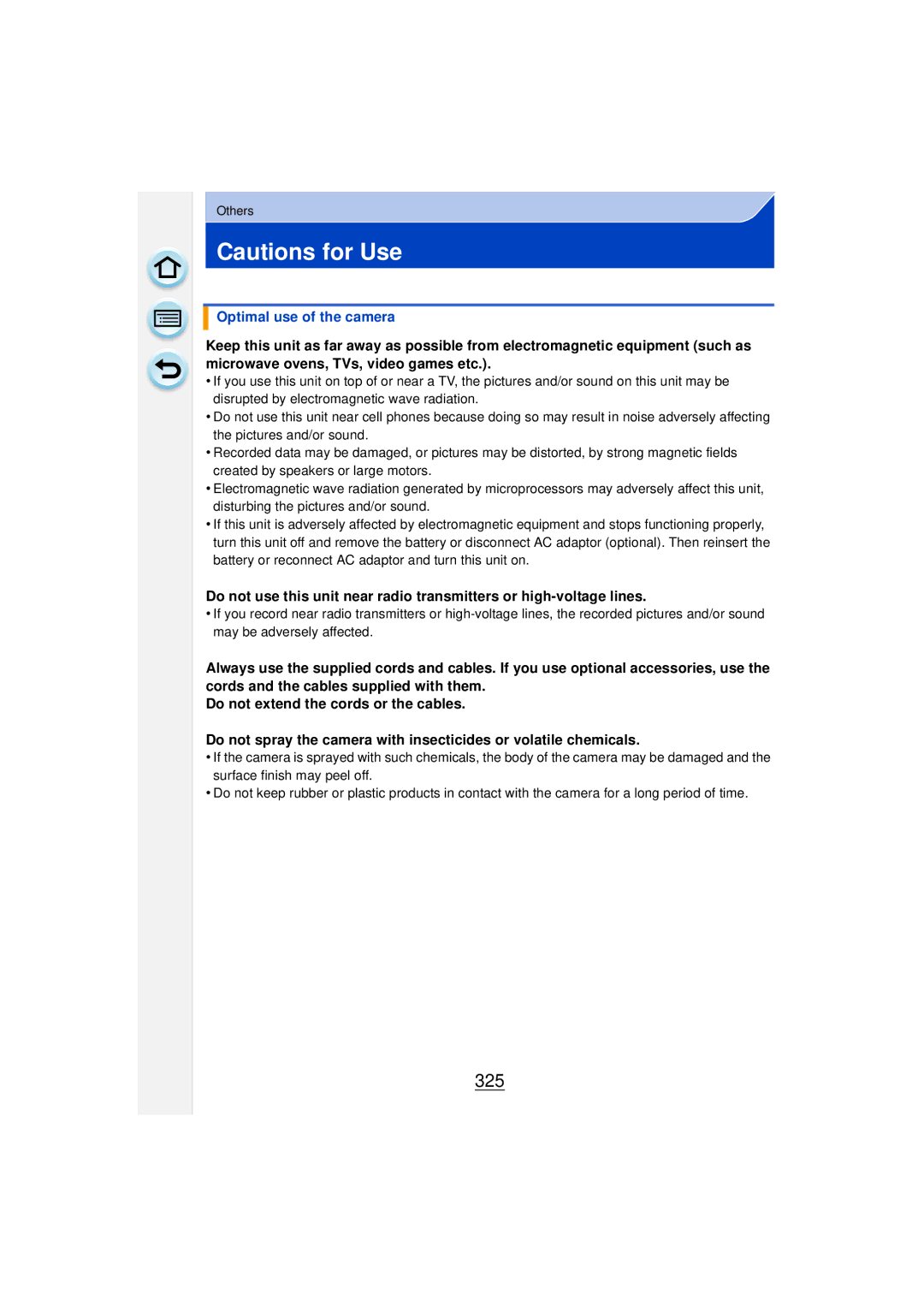 Panasonic DMCGF6KK owner manual 325, Optimal use of the camera 