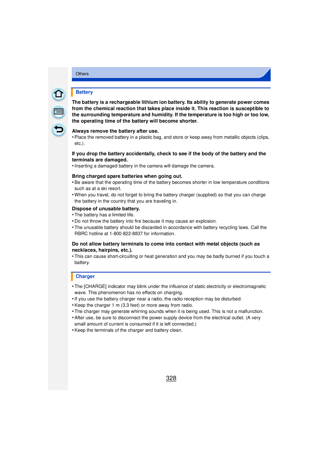 Panasonic DMCGF6KK owner manual 328, Battery, Charger 
