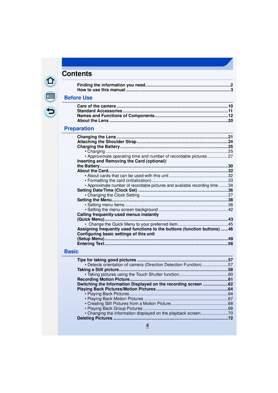 Panasonic DMCGF6KK owner manual Contents 