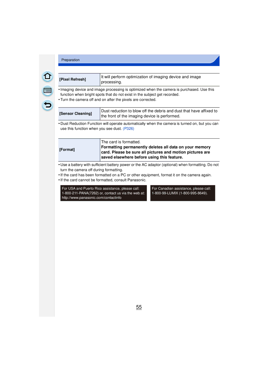 Panasonic DMCGF6KK owner manual Card is formatted, Pixel Refresh, Sensor Cleaning, Format 