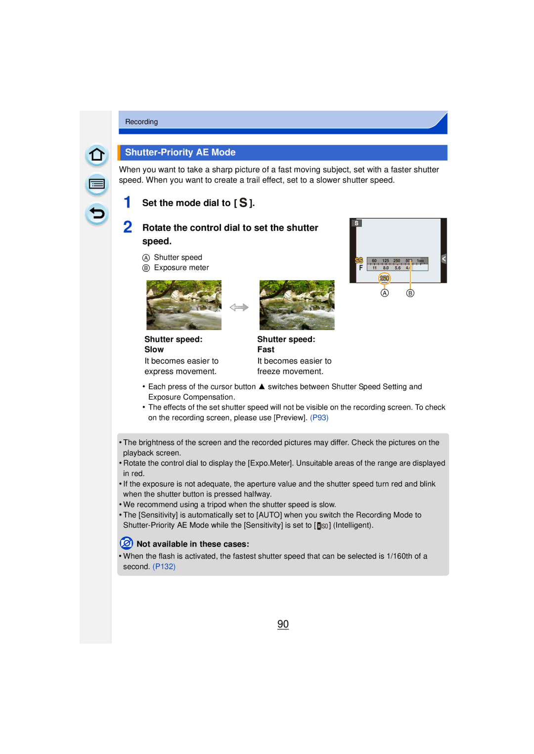 Panasonic DMCGF6KK owner manual Shutter-Priority AE Mode, Shutter speed Slow Fast It becomes easier to 