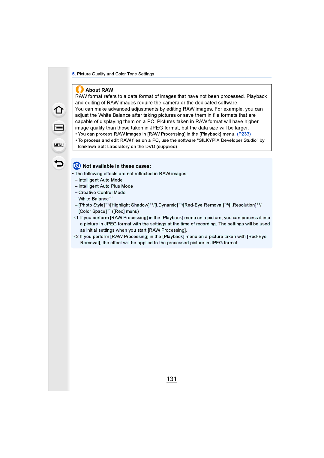 Panasonic DMCGH4YAGH, DMCGH4KBODY owner manual 131, About RAW 