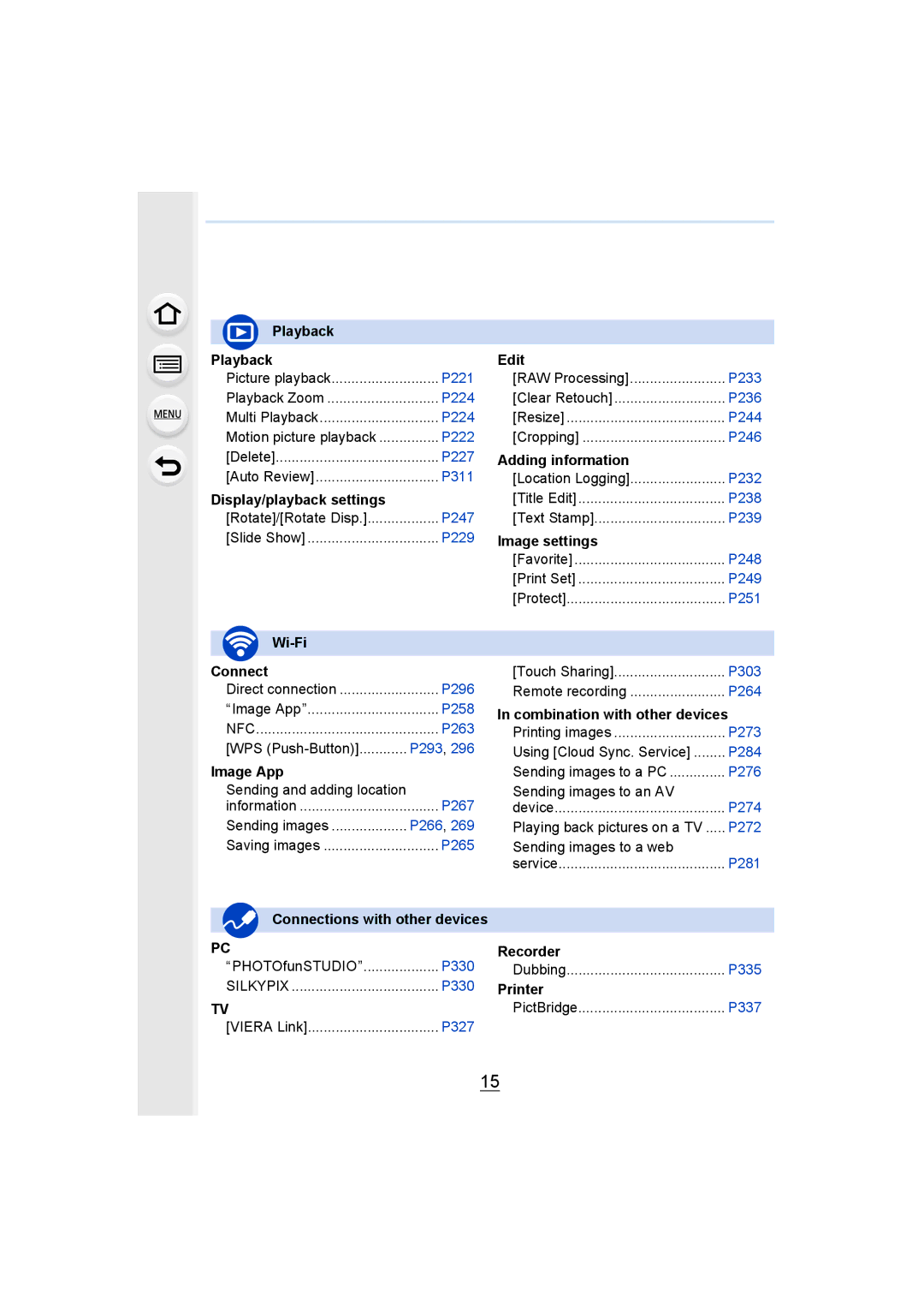 Panasonic DMCGH4YAGH, DMCGH4KBODY owner manual Playback, Wi-Fi, Connections with other devices Recorder, Printer 