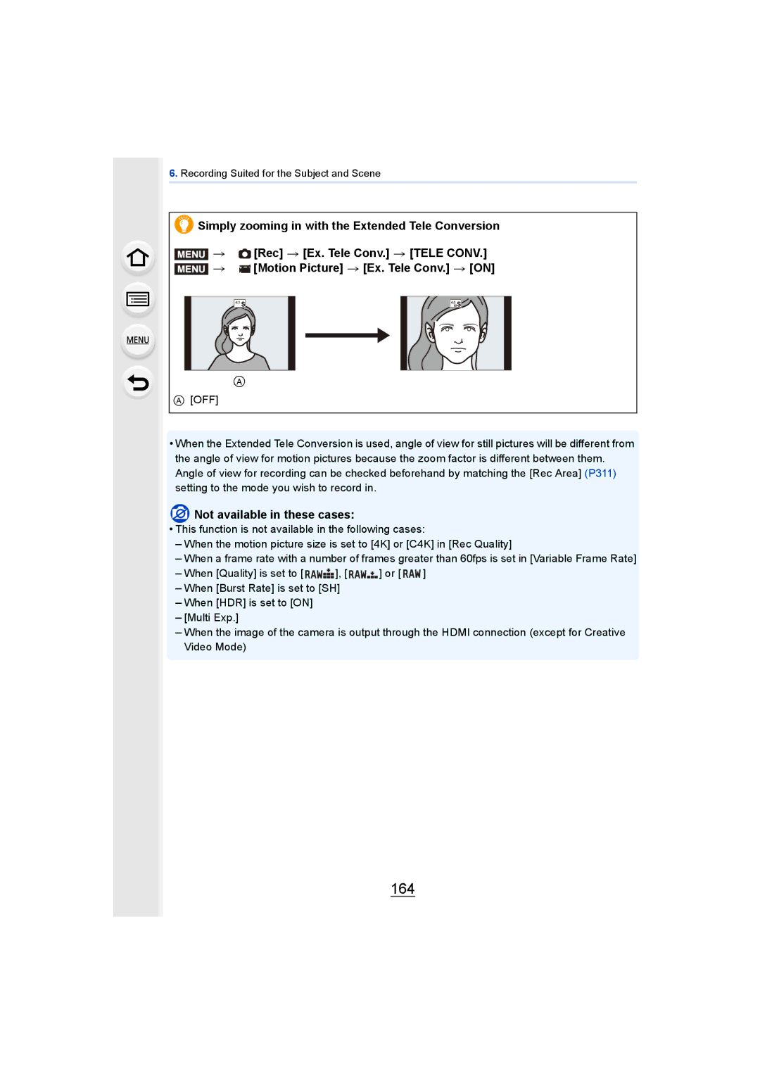 Panasonic DMCGH4KBODY, DMCGH4YAGH owner manual 164, Off 