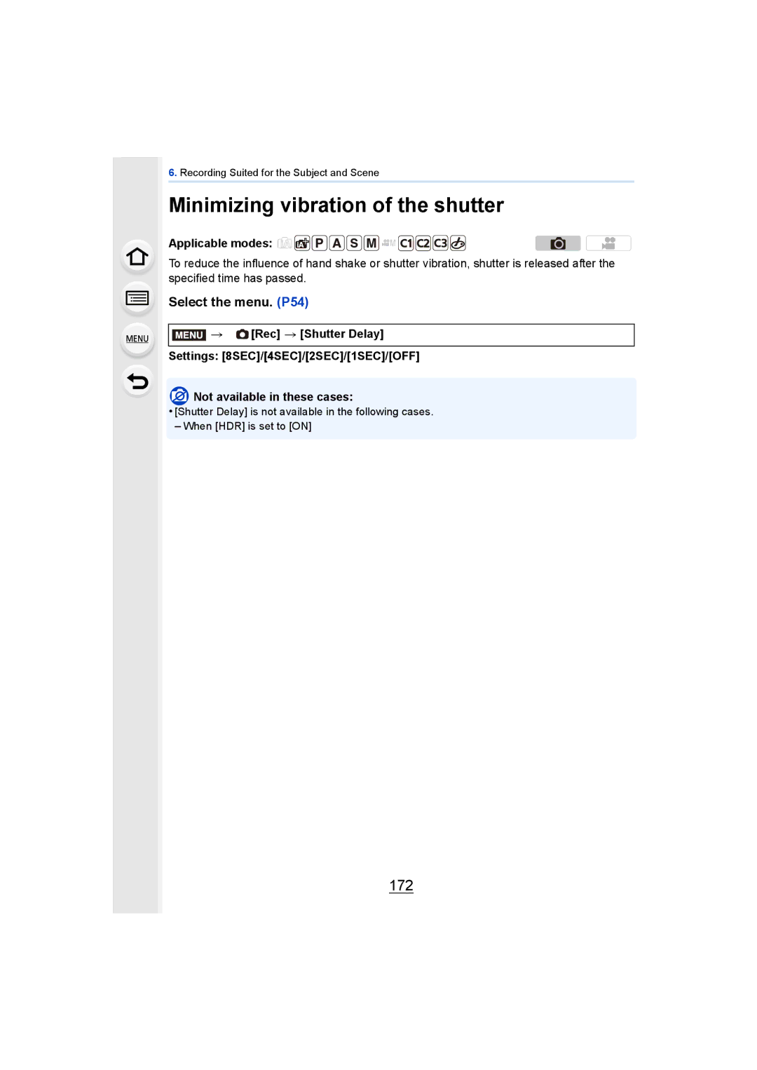 Panasonic DMCGH4KBODY, DMCGH4YAGH owner manual Minimizing vibration of the shutter, 172 