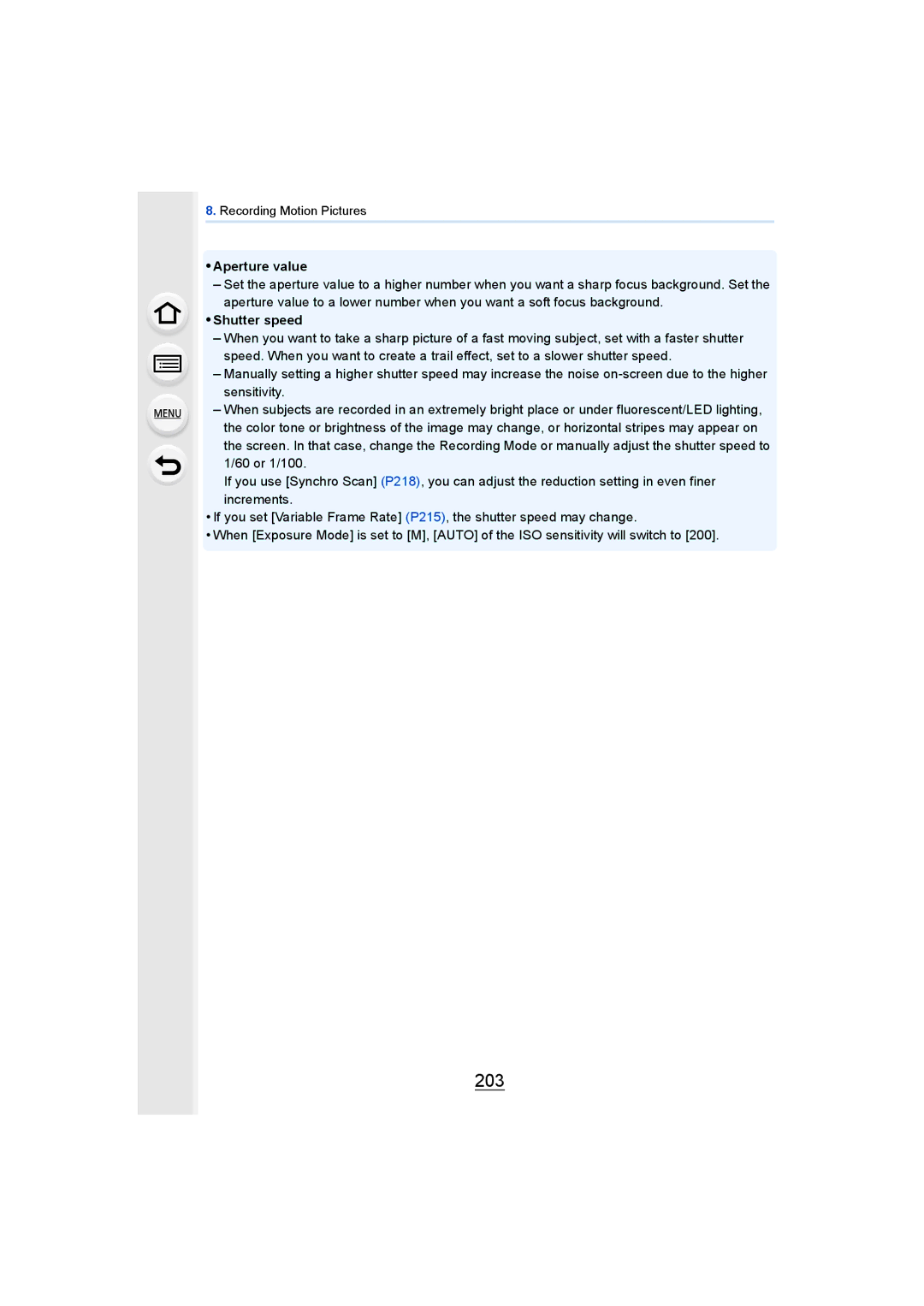 Panasonic DMCGH4YAGH, DMCGH4KBODY owner manual 203, Aperture value 