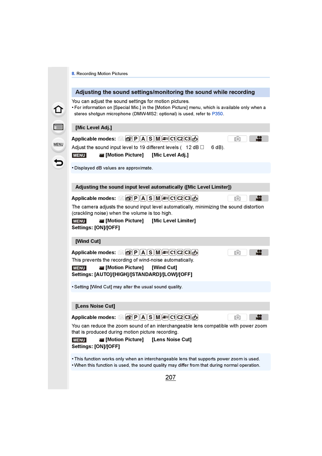 Panasonic DMCGH4YAGH, DMCGH4KBODY owner manual 207 