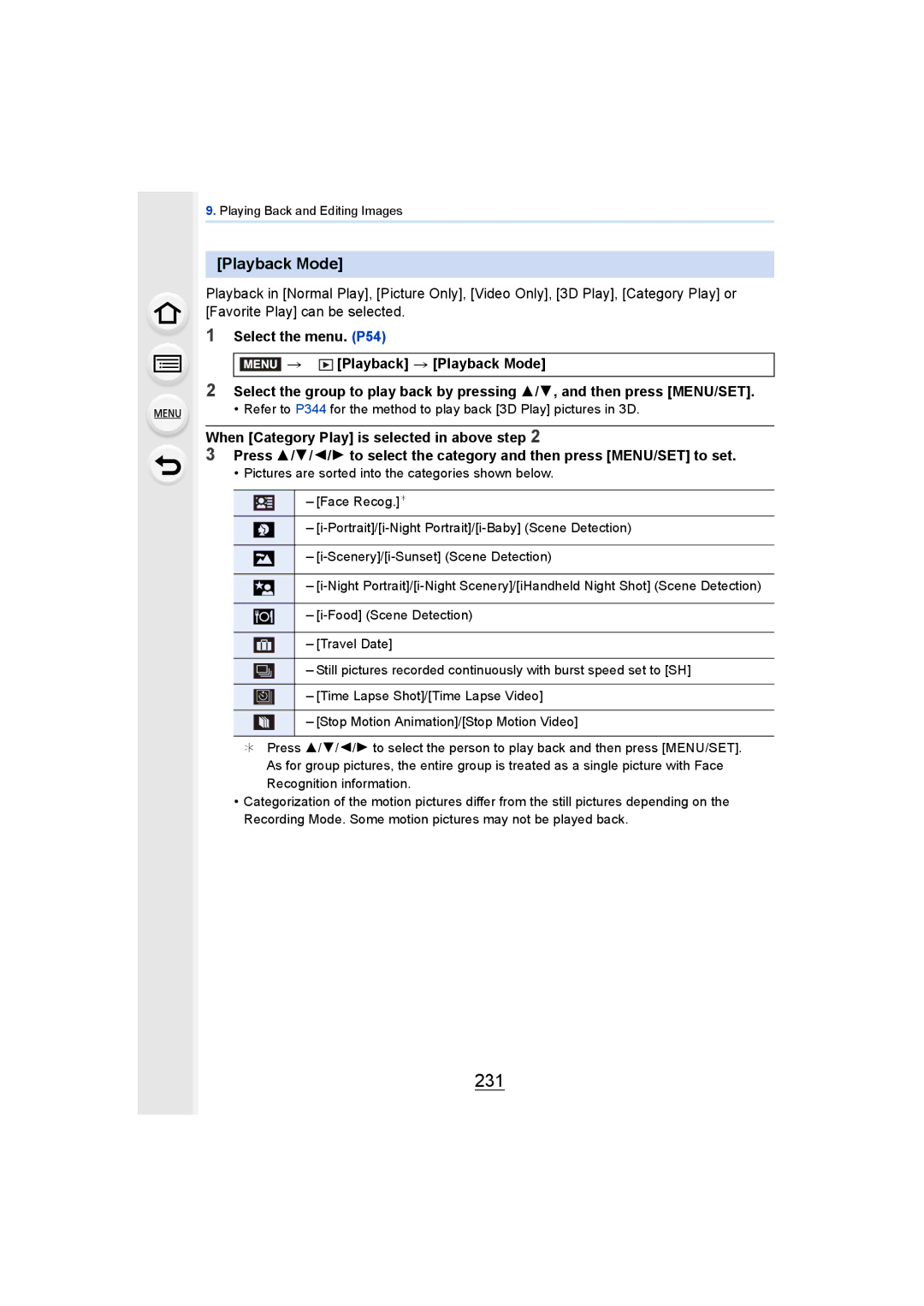 Panasonic DMCGH4YAGH, DMCGH4KBODY owner manual 231, Playback Mode 