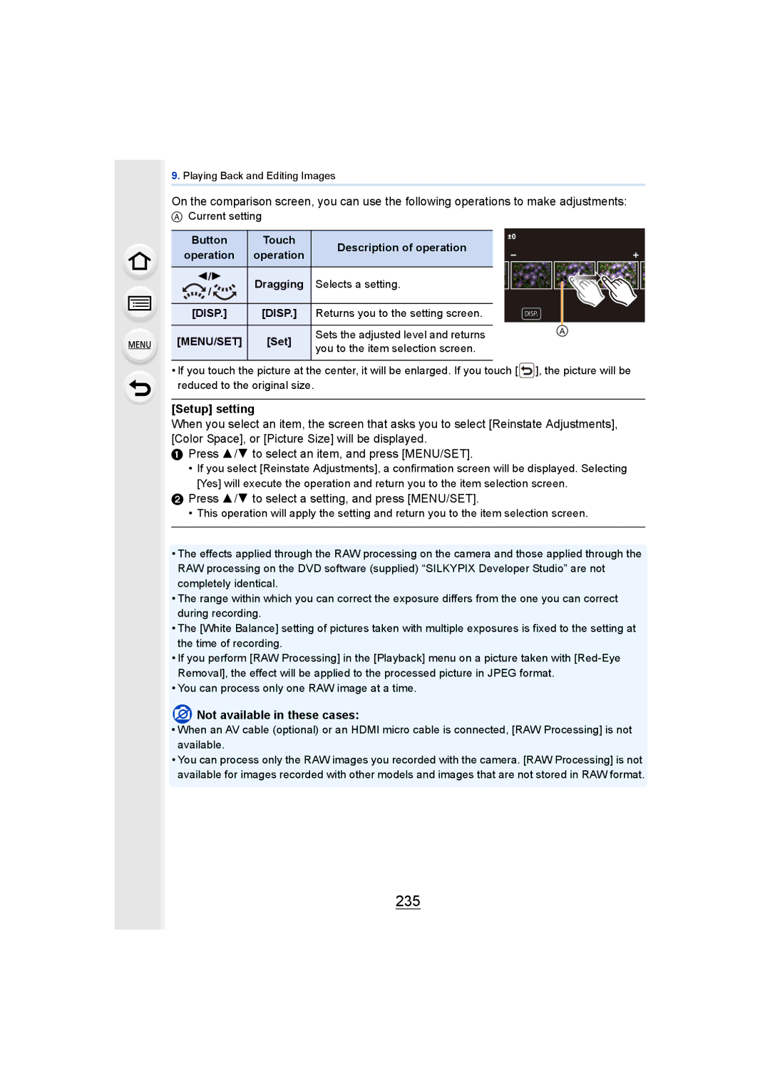 Panasonic DMCGH4YAGH, DMCGH4KBODY owner manual 235, Setup setting, Press 3/4 to select a setting, and press MENU/SET 