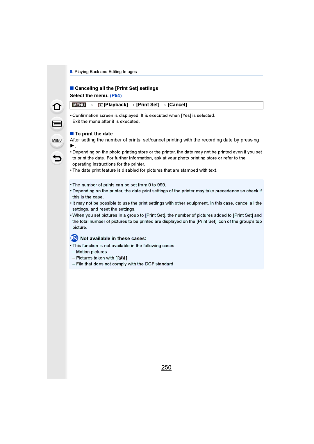 Panasonic DMCGH4KBODY, DMCGH4YAGH owner manual 250, To print the date 