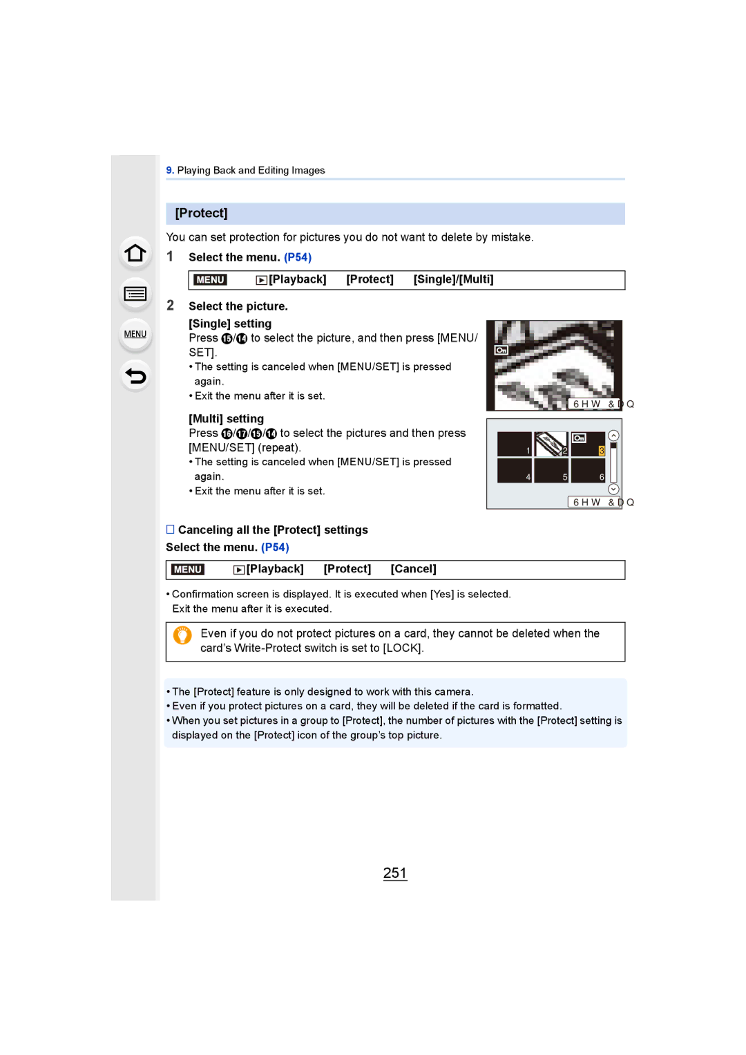 Panasonic DMCGH4YAGH, DMCGH4KBODY owner manual 251, Protect 