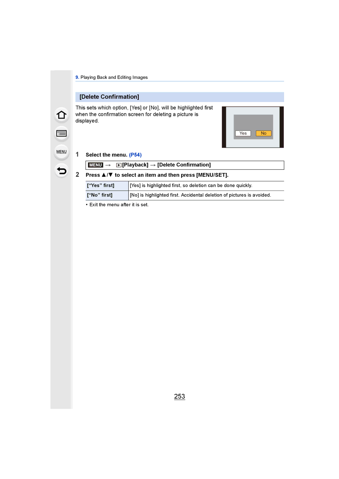 Panasonic DMCGH4YAGH, DMCGH4KBODY owner manual 253, Delete Confirmation 