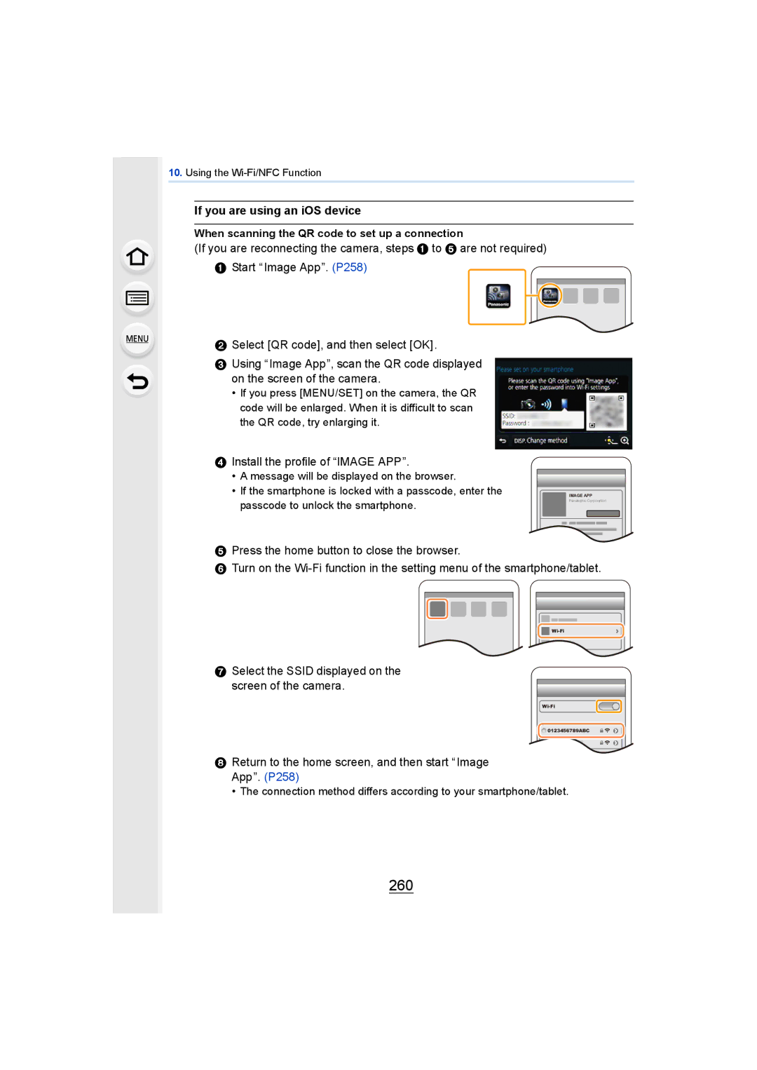 Panasonic DMCGH4KBODY, DMCGH4YAGH owner manual 260, If you are using an iOS device, Install the profile of Image APP 