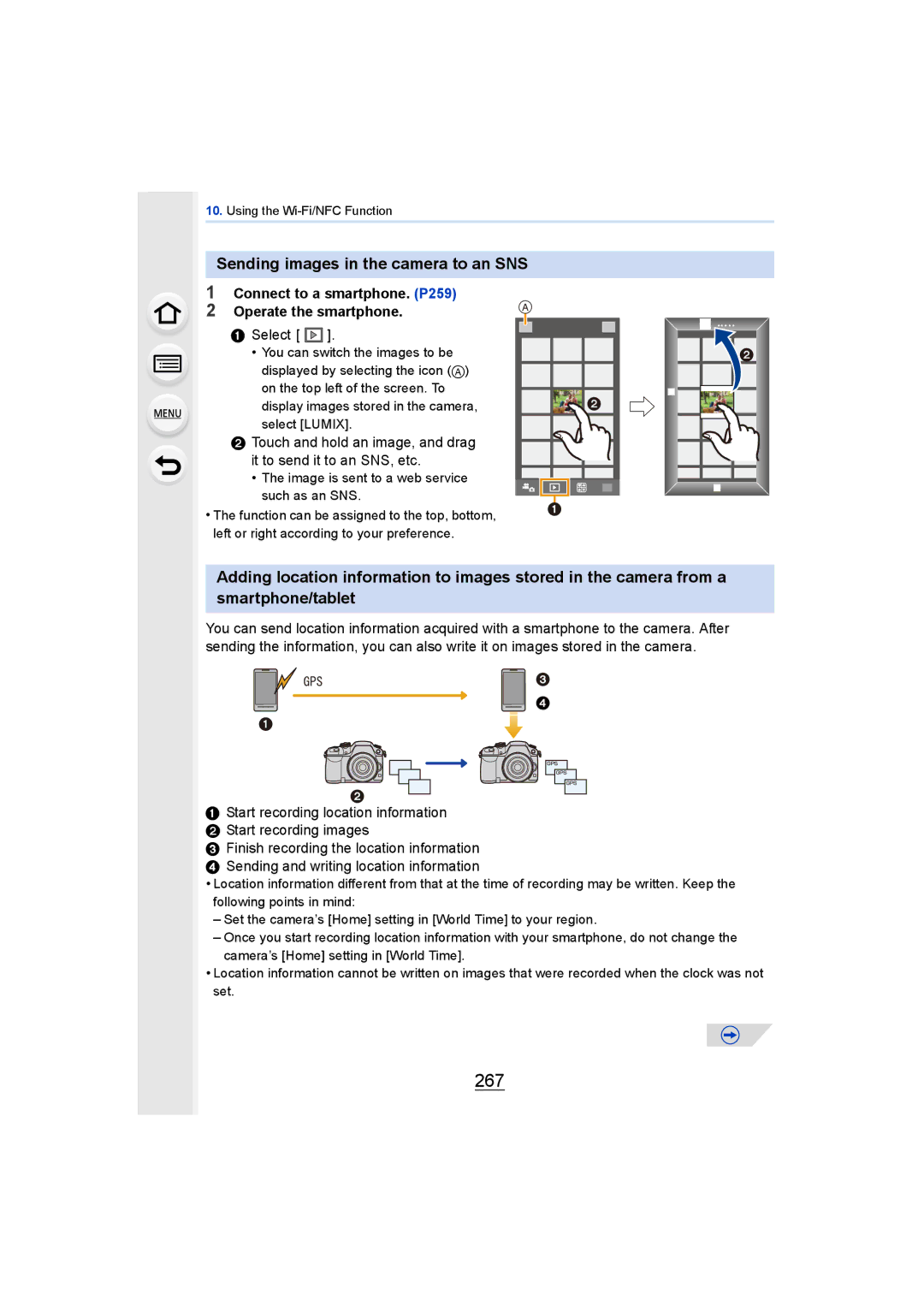 Panasonic DMCGH4YAGH, DMCGH4KBODY owner manual 267, Sending images in the camera to an SNS 