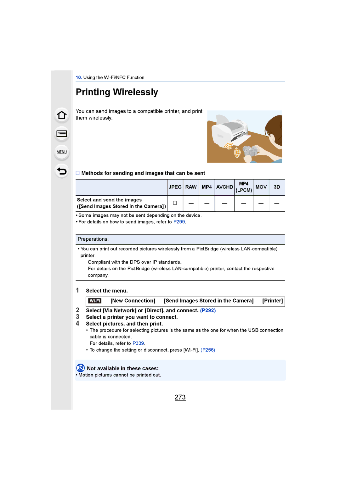 Panasonic DMCGH4YAGH, DMCGH4KBODY owner manual Printing Wirelessly, 273, Jpeg RAW 