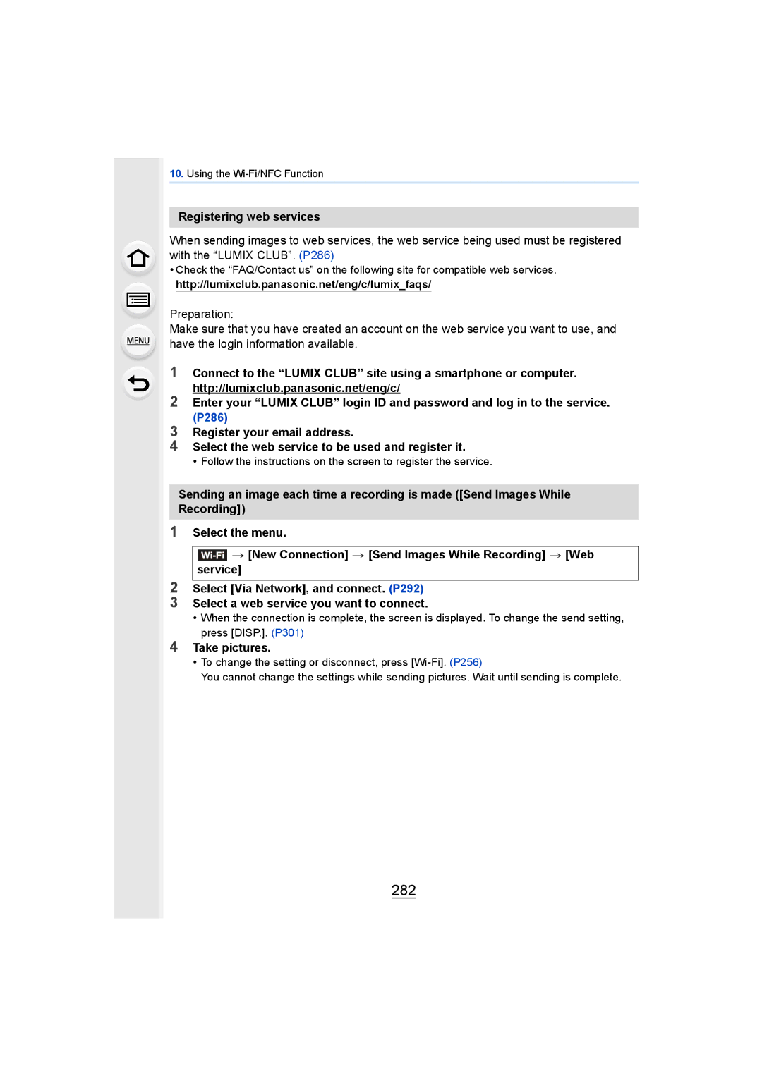 Panasonic DMCGH4KBODY, DMCGH4YAGH owner manual 282, Registering web services 