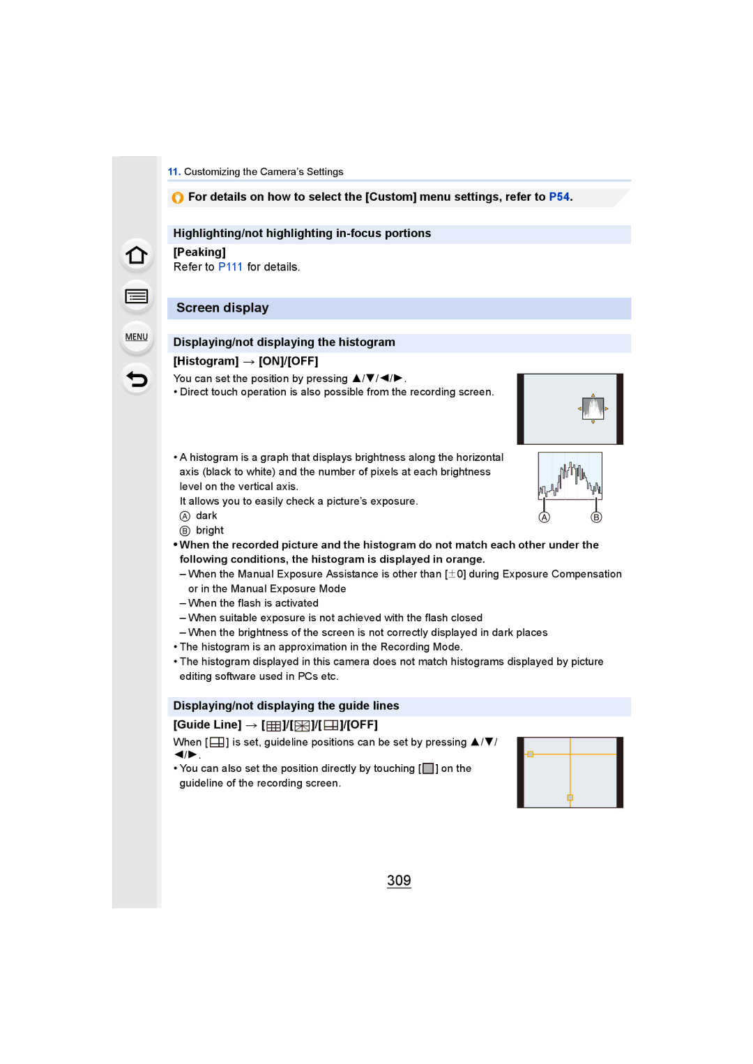 Panasonic DMCGH4YAGH, DMCGH4KBODY owner manual 309, Screen display, Refer to P111 for details 