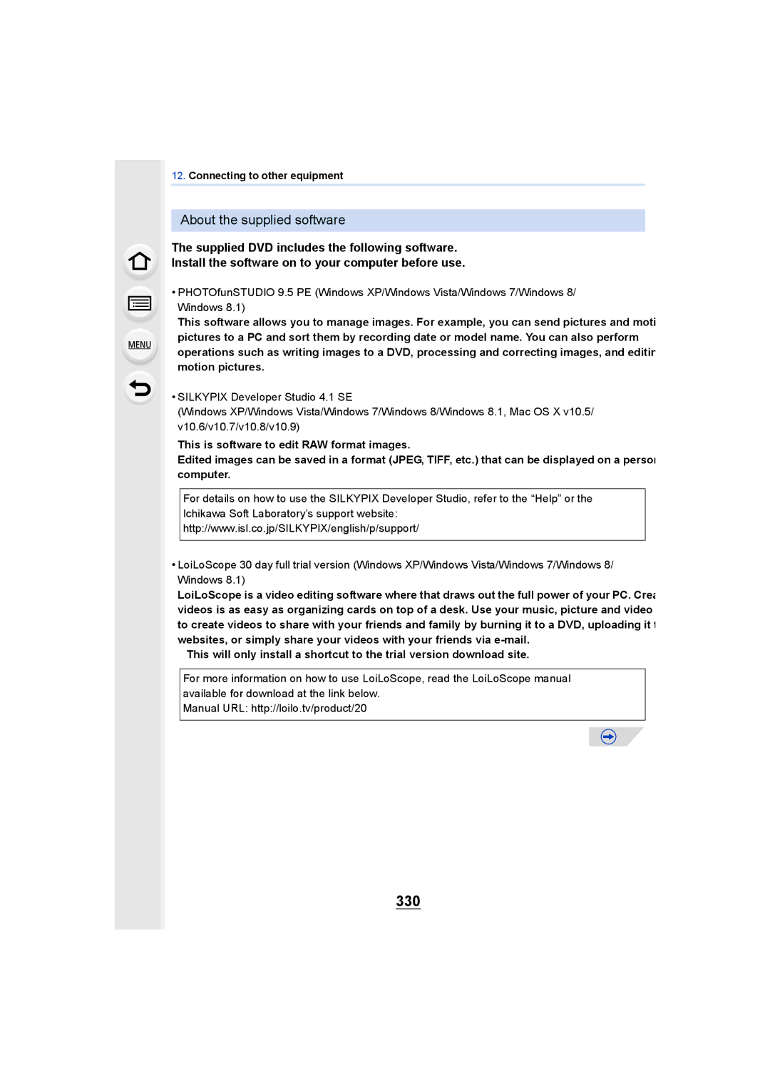 Panasonic DMCGH4KBODY, DMCGH4YAGH owner manual 330, About the supplied software 