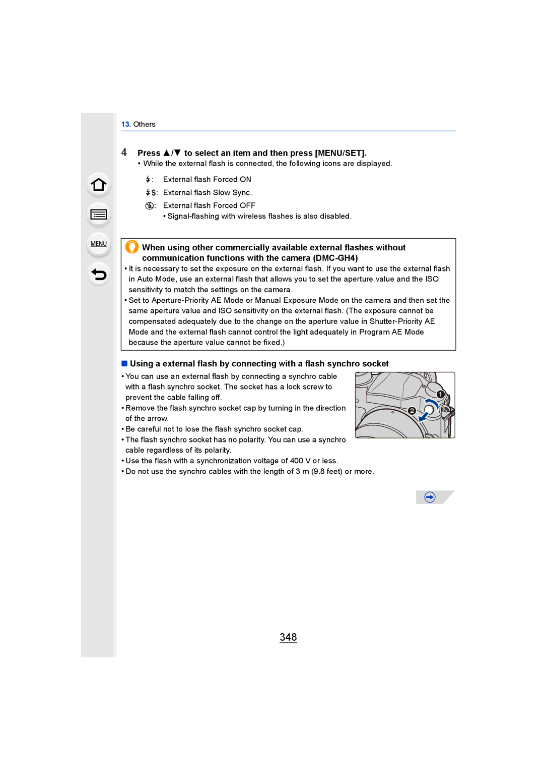 Panasonic DMCGH4KBODY, DMCGH4YAGH owner manual 348, Press 3/4 to select an item and then press MENU/SET 