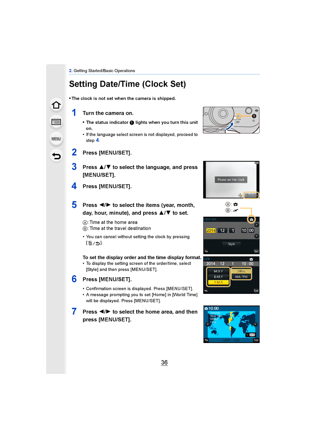 Panasonic DMCGH4KBODY, DMCGH4YAGH owner manual Setting Date/Time Clock Set 