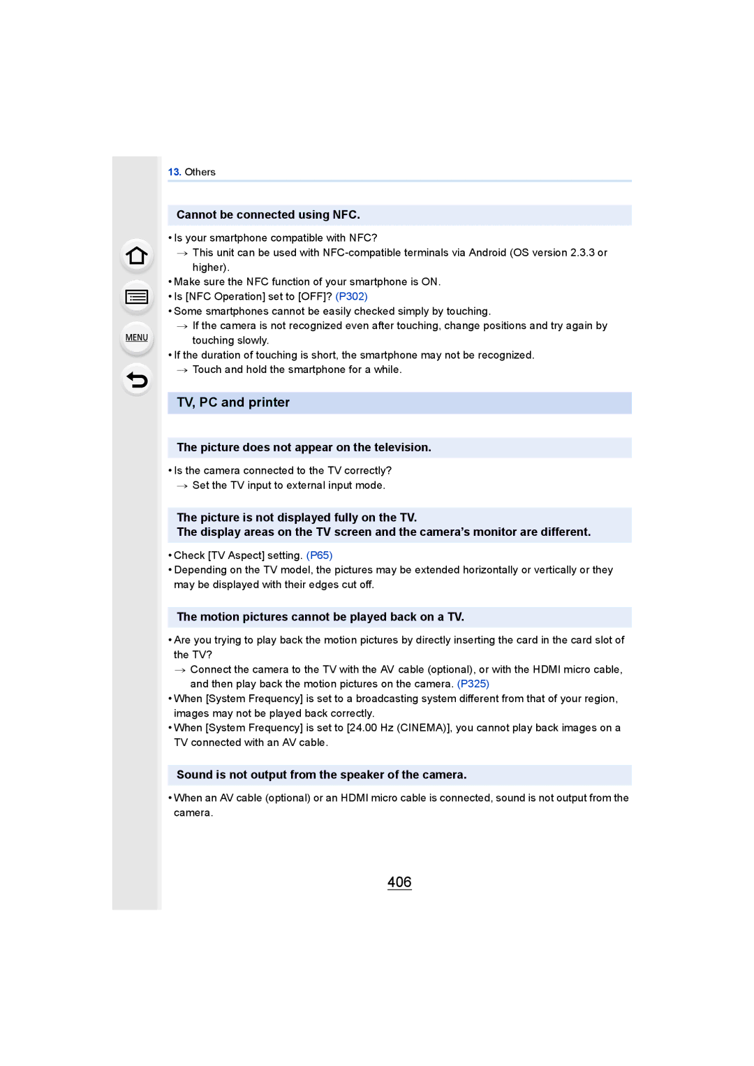 Panasonic DMCGH4KBODY, DMCGH4YAGH owner manual 406, TV, PC and printer 