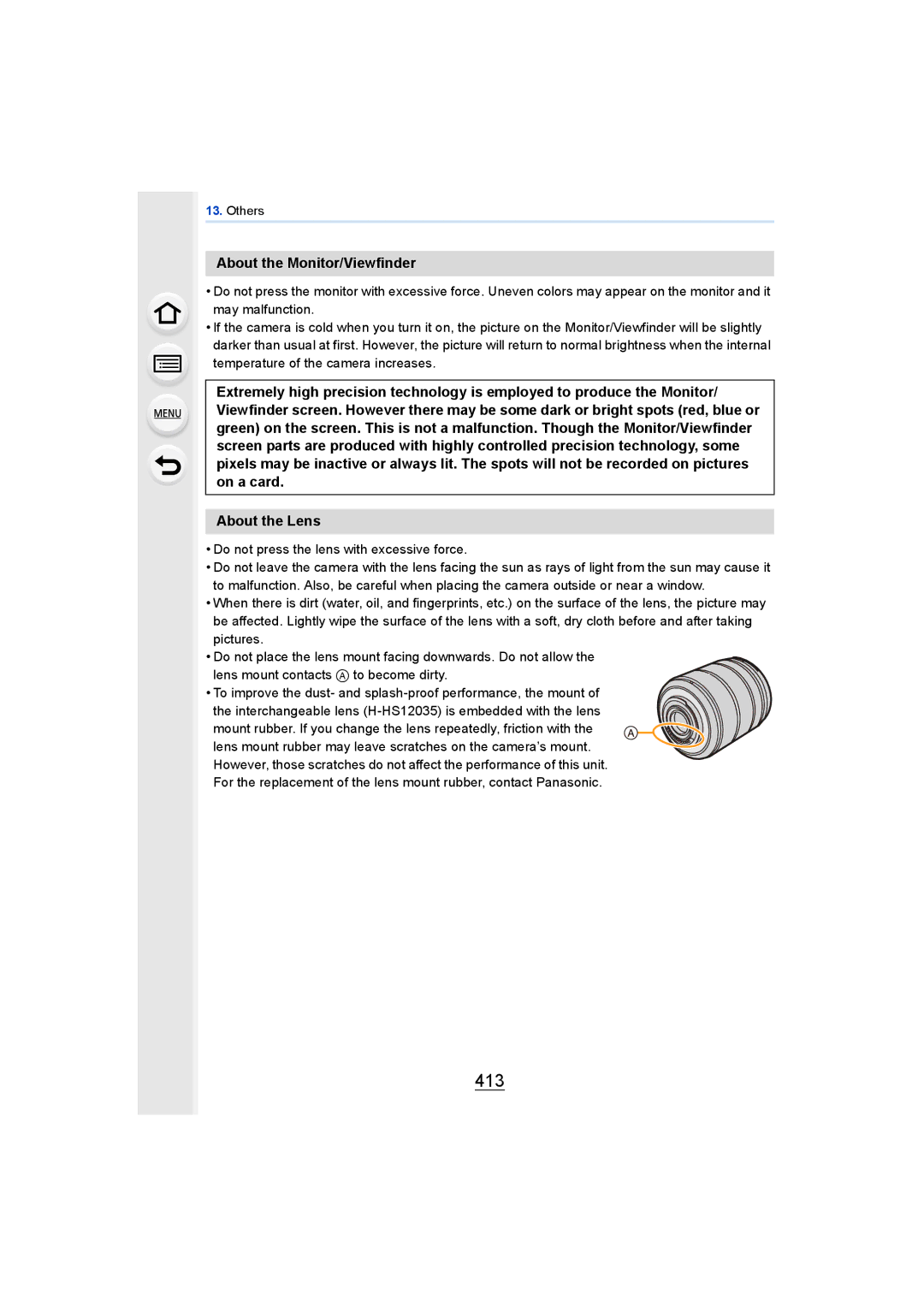 Panasonic DMCGH4YAGH, DMCGH4KBODY owner manual 413, About the Monitor/Viewfinder 