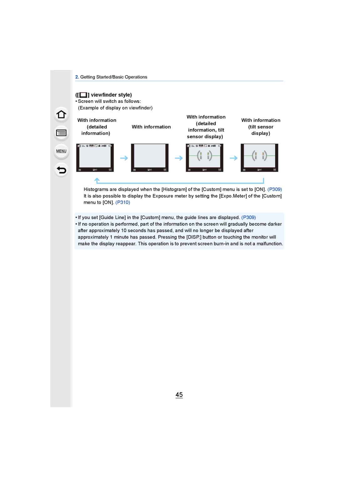 Panasonic DMCGH4YAGH, DMCGH4KBODY owner manual Viewfinder style 