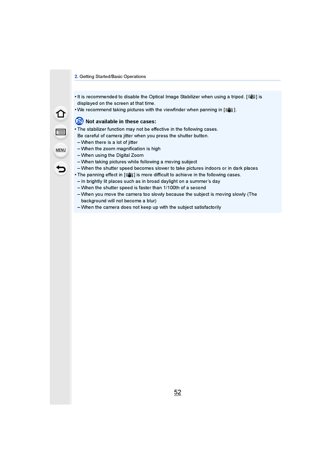 Panasonic DMCGH4KBODY, DMCGH4YAGH owner manual Not available in these cases 