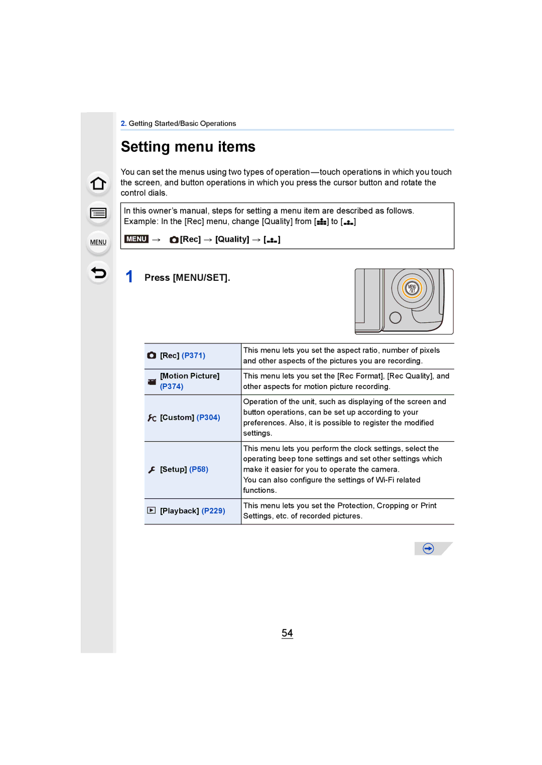 Panasonic DMCGH4KBODY, DMCGH4YAGH owner manual Setting menu items, Rec Quality › 