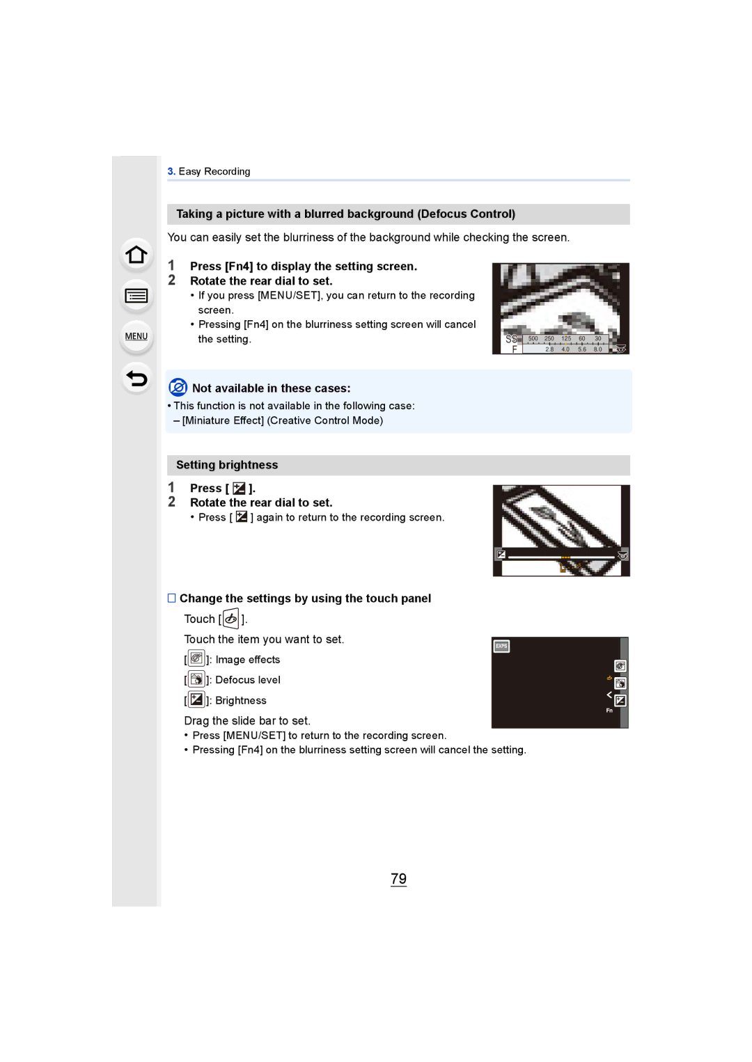 Panasonic DMCGH4YAGH, DMCGH4KBODY owner manual Taking a picture with a blurred background Defocus Control, Image effects 