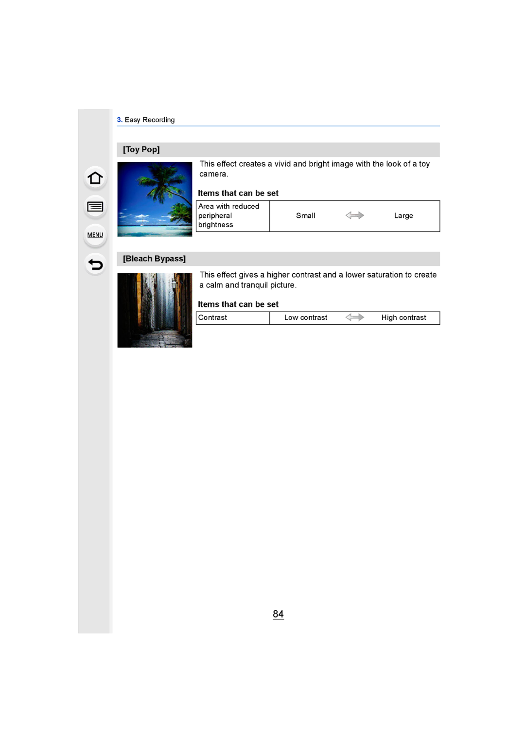 Panasonic DMCGH4KBODY, DMCGH4YAGH owner manual Toy Pop, Bleach Bypass 