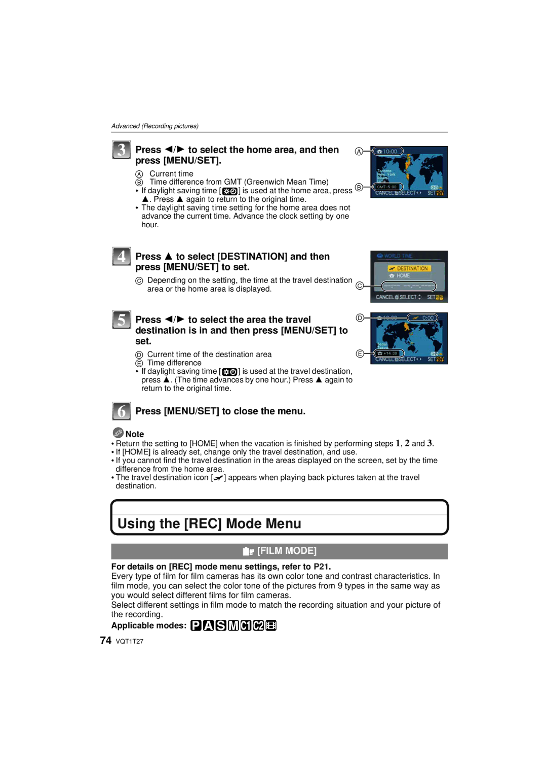 Panasonic DMCLX3K, DMC LX 3 Using the REC Mode Menu, Film Mode, For details on REC mode menu settings, refer to P21 