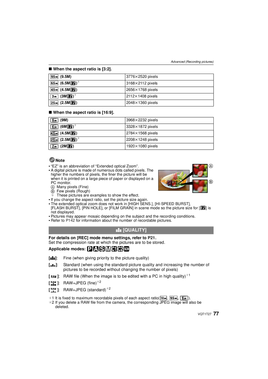 Panasonic DMC LX 3, DMCLX3K operating instructions Quality 