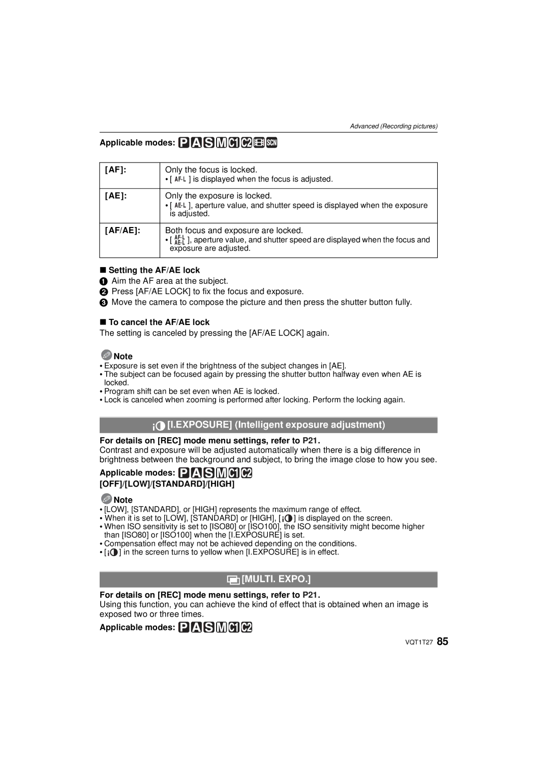 Panasonic DMC LX 3, DMCLX3K operating instructions Exposure Intelligent exposure adjustment, MULTI. Expo 