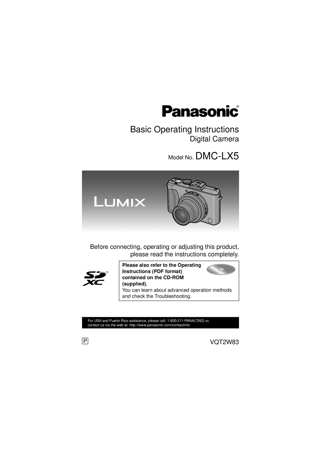 Panasonic VQT2W83, DMCLX5K, DMC-LX5 operating instructions Basic Operating Instructions 