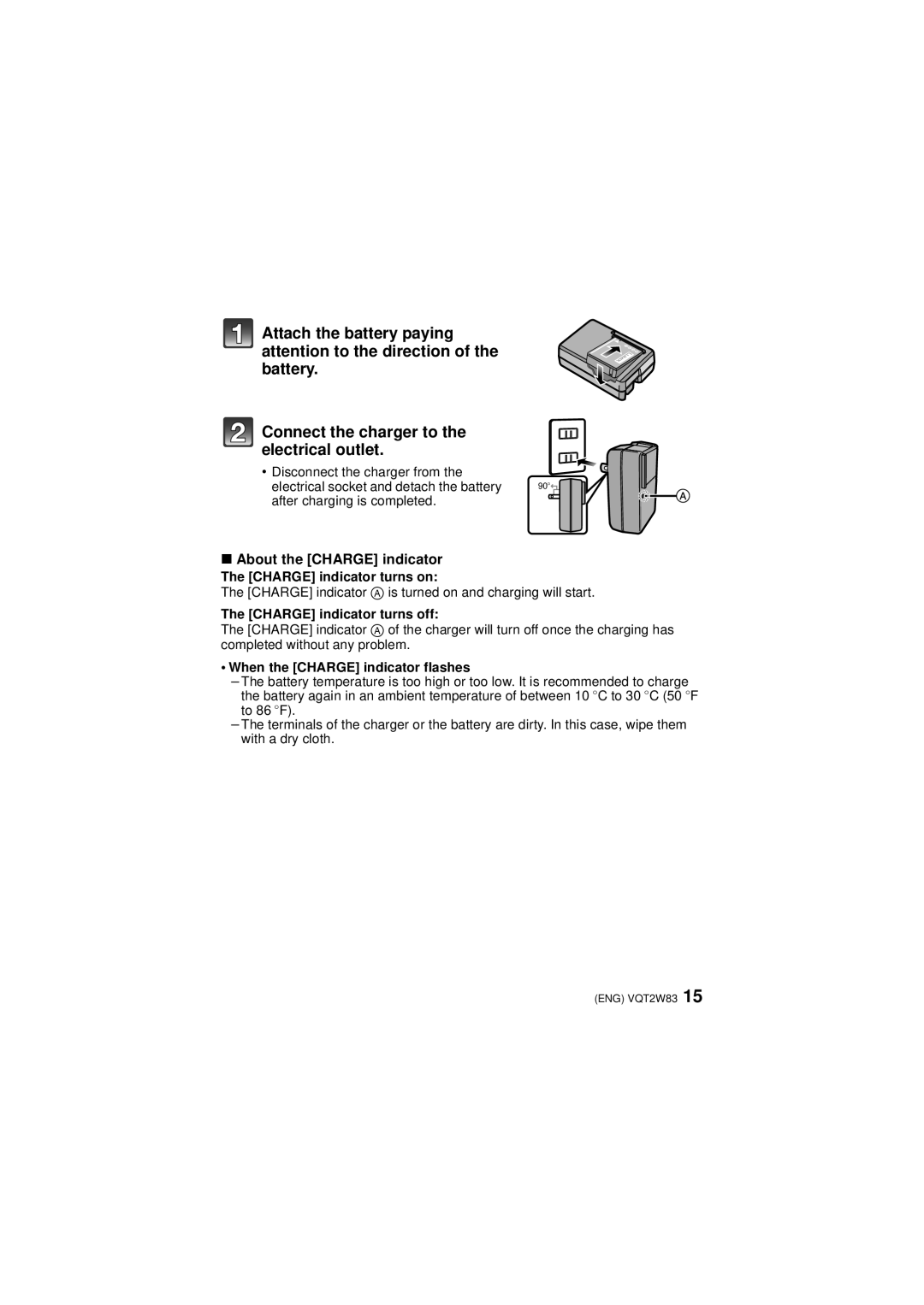 Panasonic DMCLX5K, VQT2W83, DMC-LX5 operating instructions Charge indicator turns off, When the Charge indicator flashes 