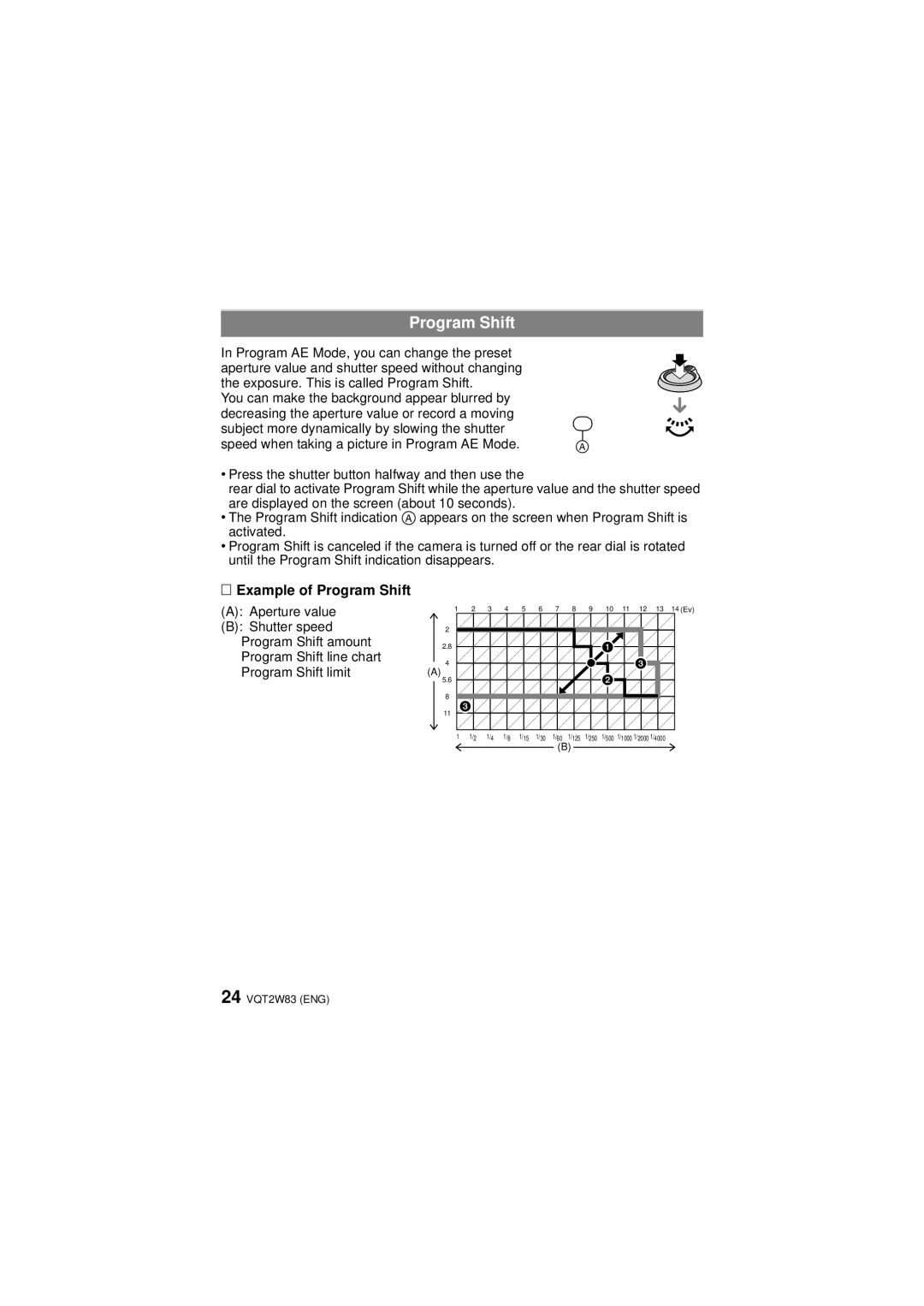 Panasonic DMCLX5K, VQT2W83, DMC-LX5 operating instructions Example of Program Shift 